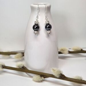 Hematite Earrings on Sterling Silver Earwires, Dangle, Handmade